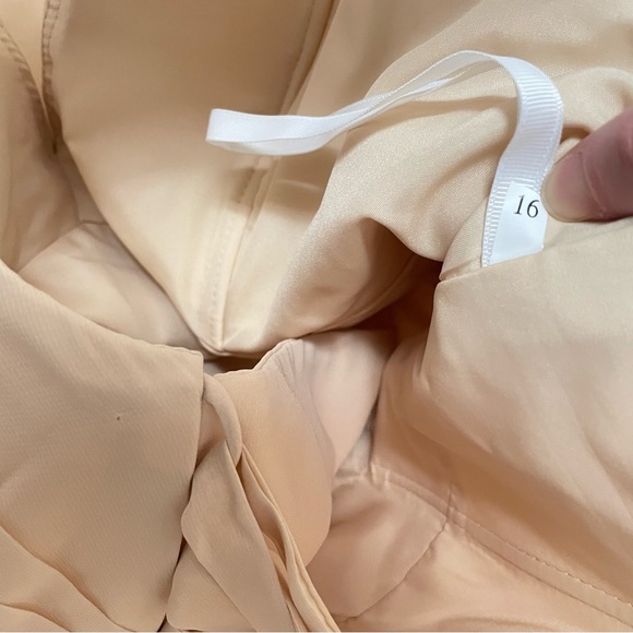 NWOT Wear Your Love Champagne Chiffon Maxi Bridesmaid Dress Pockets Corset Bride - Picture 11 of 16